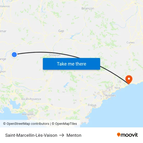 Saint-Marcellin-Lès-Vaison to Menton map