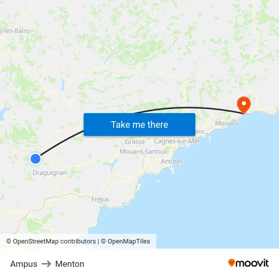 Ampus to Menton map
