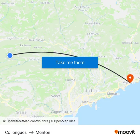 Collongues to Menton map