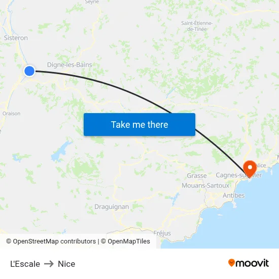 L'Escale to Nice map