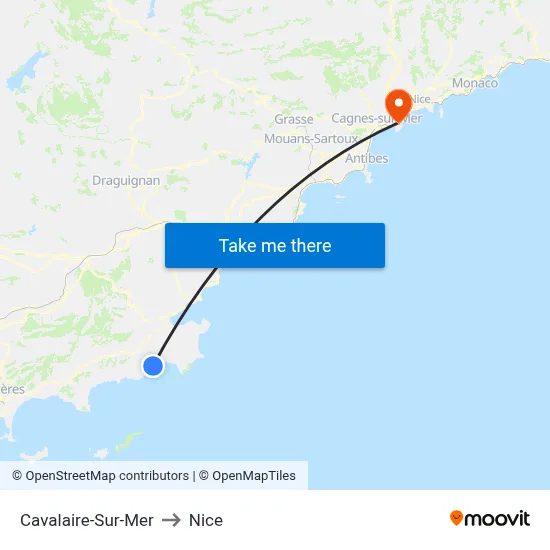 Cavalaire-Sur-Mer to Nice map
