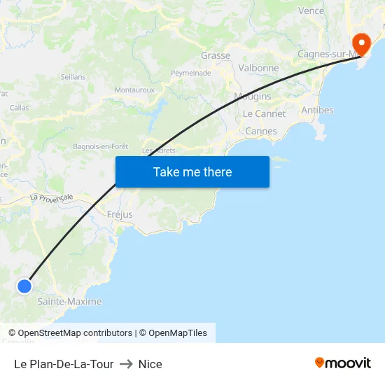 Le Plan-De-La-Tour to Nice map