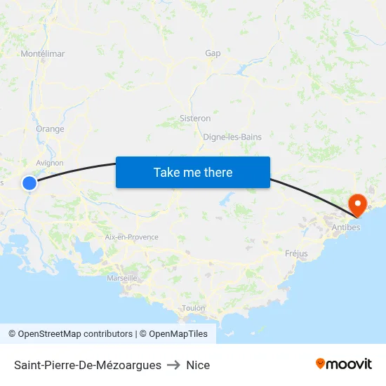 Saint-Pierre-De-Mézoargues to Nice map