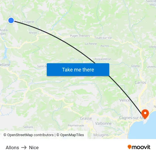 Allons to Nice map