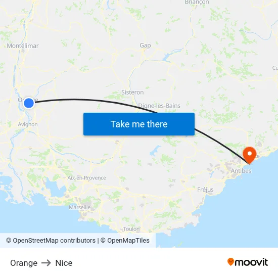 Orange to Nice map