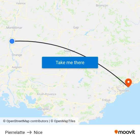 Pierrelatte to Nice map