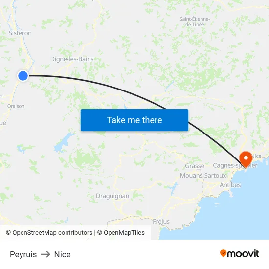 Peyruis to Nice map