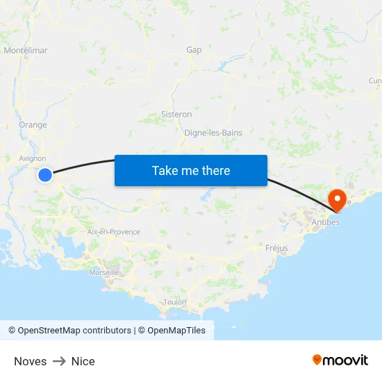 Noves to Nice map