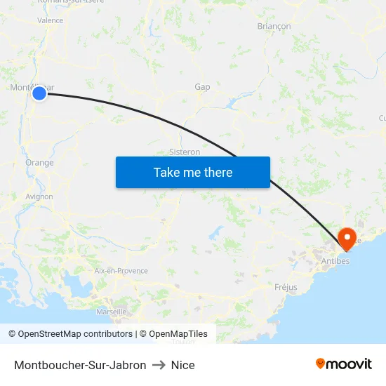 Montboucher-Sur-Jabron to Nice map