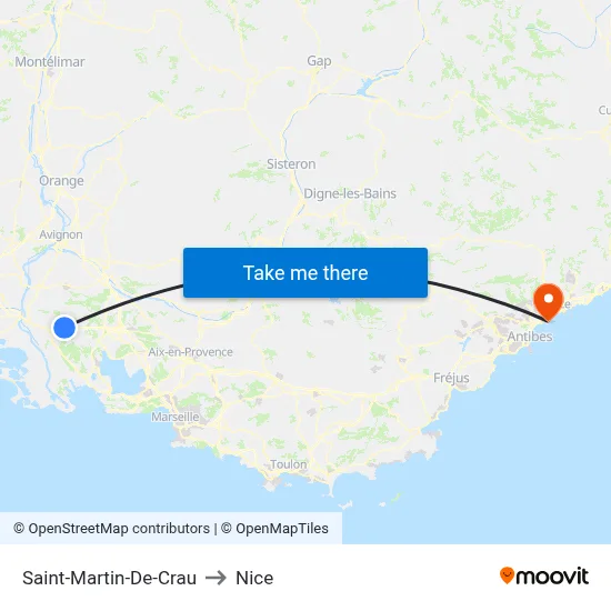 Saint-Martin-De-Crau to Nice map