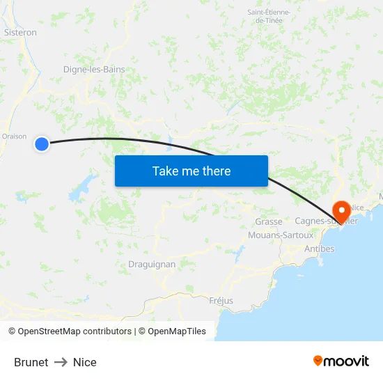 Brunet to Nice map