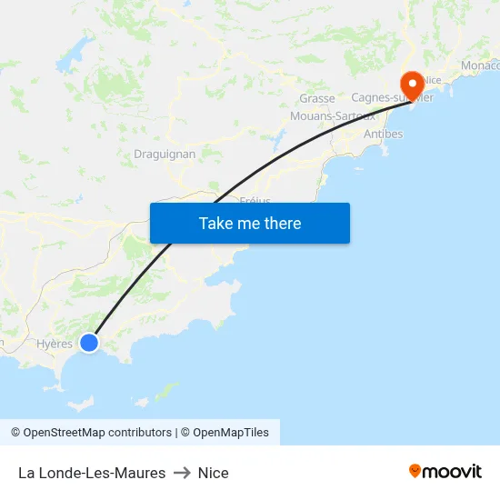 La Londe-Les-Maures to Nice map