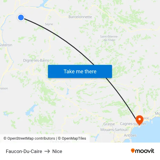 Faucon-Du-Caire to Nice map