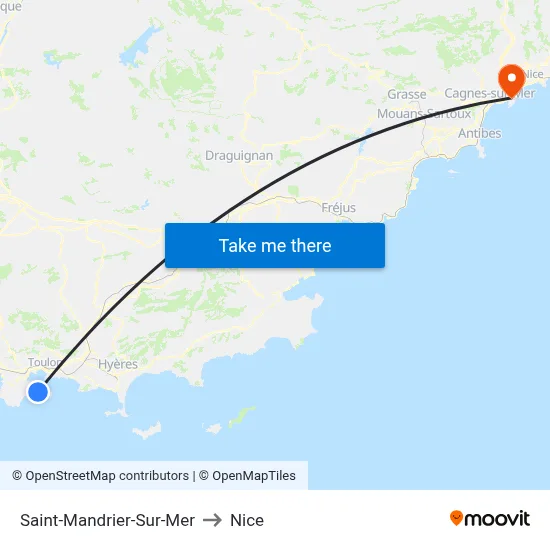 Saint-Mandrier-Sur-Mer to Nice map