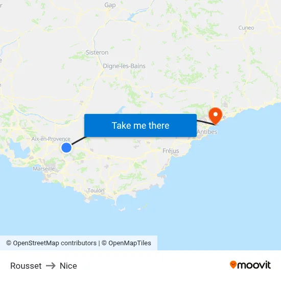 Rousset to Nice map