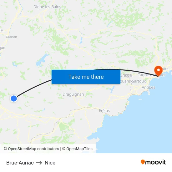 Brue-Auriac to Nice map
