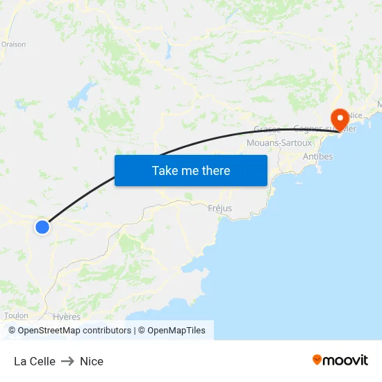 La Celle to Nice map