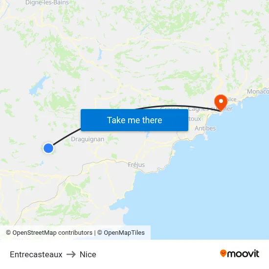 Entrecasteaux to Nice map