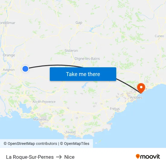 La Roque-Sur-Pernes to Nice map