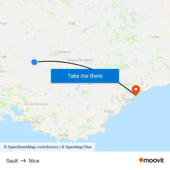Sault to Nice map