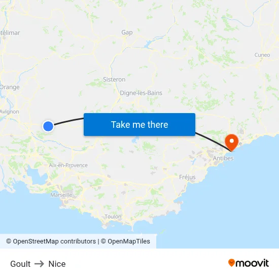 Goult to Nice map