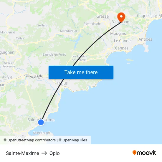 Sainte-Maxime to Opio map