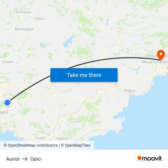 Auriol to Opio map