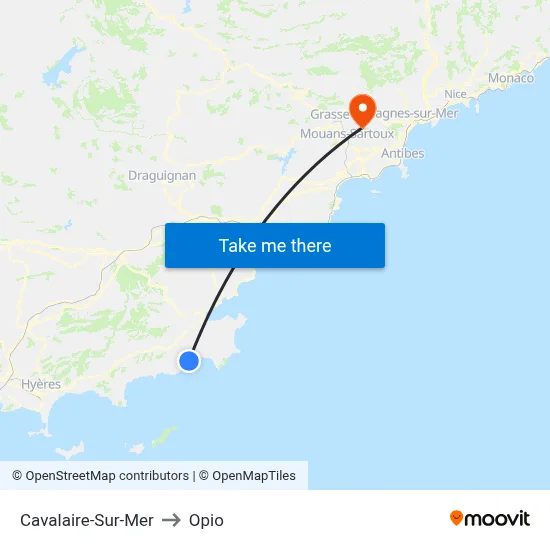 Cavalaire-Sur-Mer to Opio map