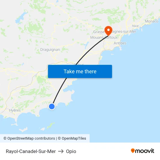 Rayol-Canadel-Sur-Mer to Opio map