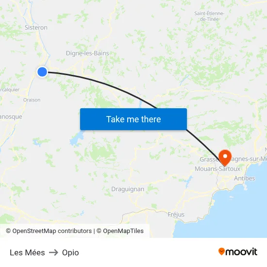 Les Mées to Opio map
