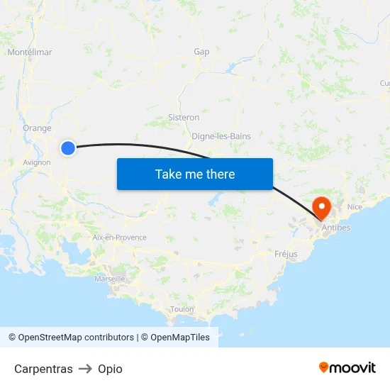 Carpentras to Opio map