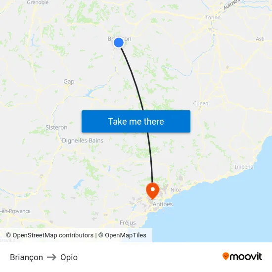 Briançon to Opio map