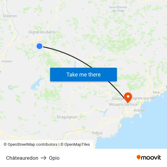 Châteauredon to Opio map