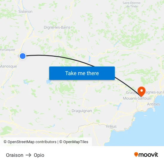 Oraison to Opio map