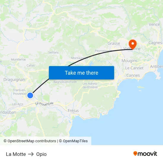 La Motte to Opio map