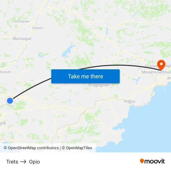 Trets to Opio map