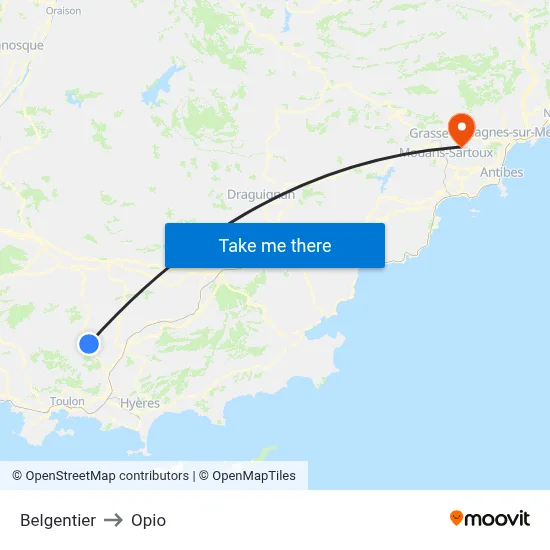 Belgentier to Opio map