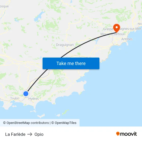 La Farlède to Opio map