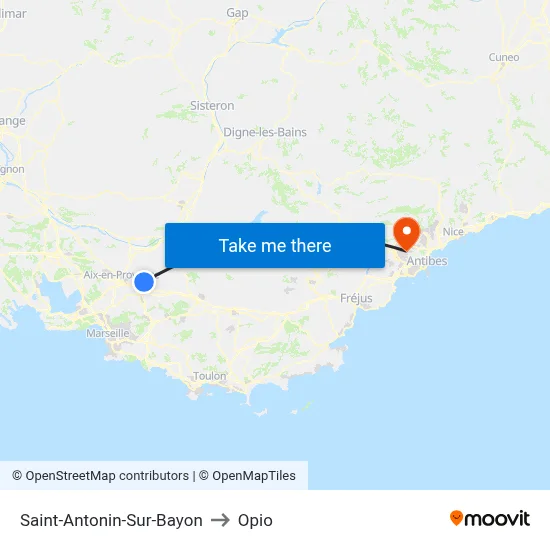 Saint-Antonin-Sur-Bayon to Opio map