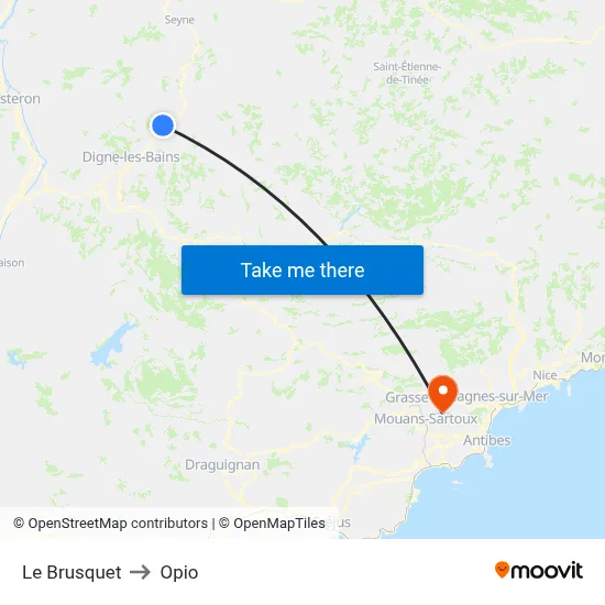 Le Brusquet to Opio map