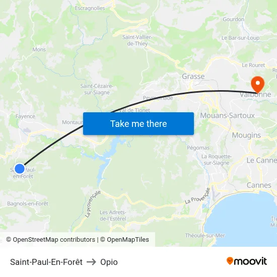 Saint-Paul-En-Forêt to Opio map