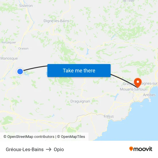 Gréoux-Les-Bains to Opio map