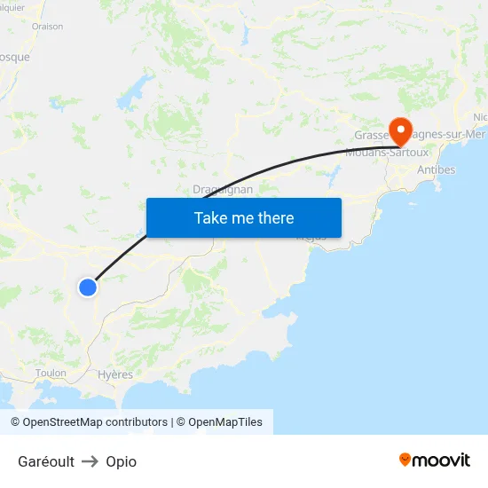 Garéoult to Opio map