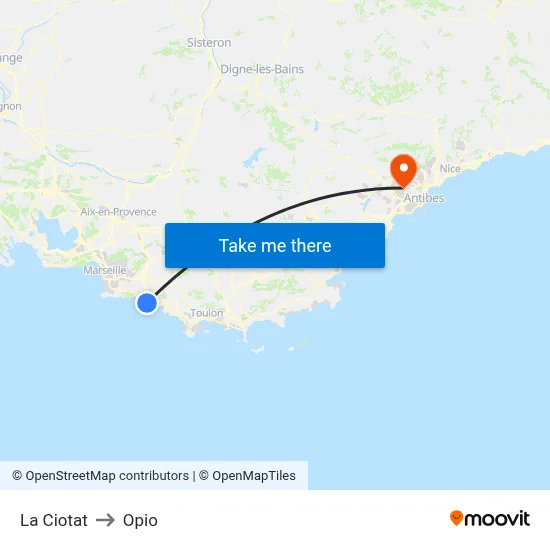 La Ciotat to Opio map