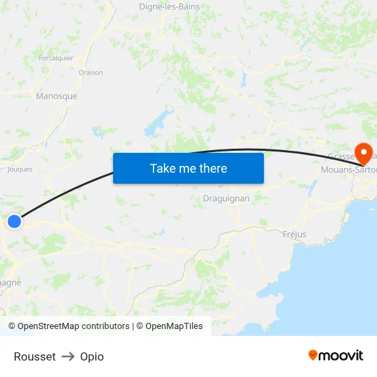Rousset to Opio map