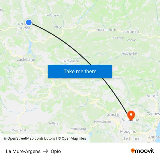 La Mure-Argens to Opio map