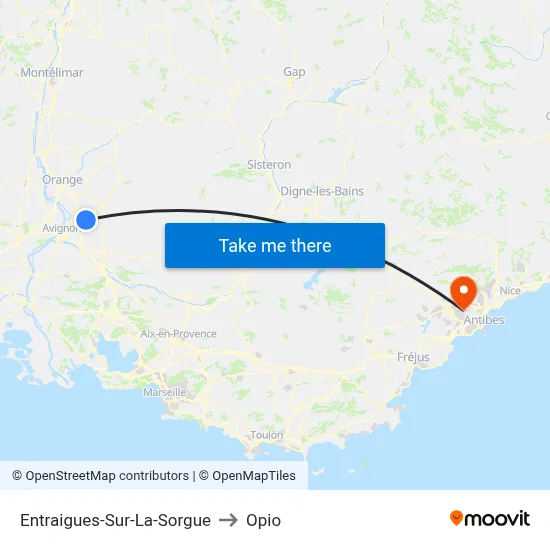Entraigues-Sur-La-Sorgue to Opio map