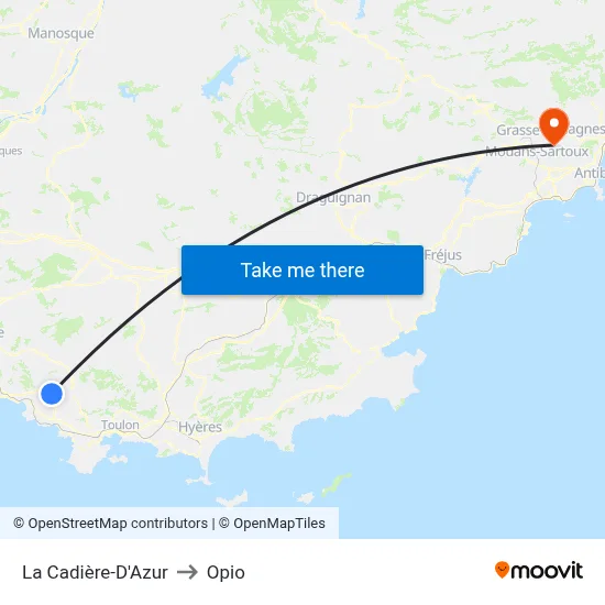 La Cadière-D'Azur to Opio map
