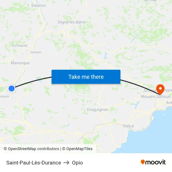 Saint-Paul-Lès-Durance to Opio map