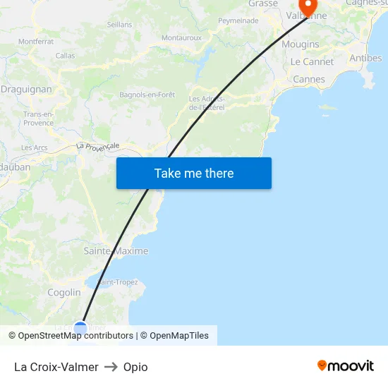 La Croix-Valmer to Opio map